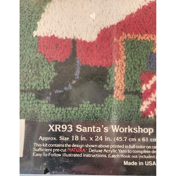NIB Vintage Latch Hook Kit XR93 Santa's Workshop 18" x 24" National Yarn - Picture 2 of 4